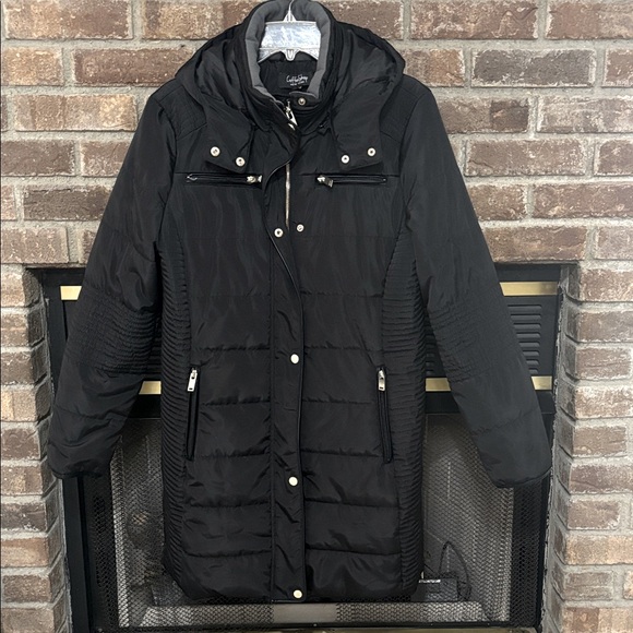 Coffee Shop New York Puffer Hooded ‎ Women's Coat Size Large - Picture 12 of 12